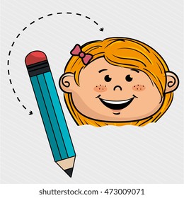 child cartoon pencil icon. vector illustration design