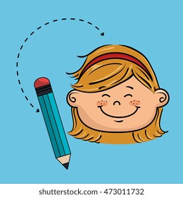 child cartoon pencil icon. vector illustration design