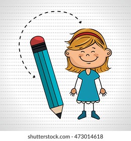 child cartoon pencil icon. vector illustration design