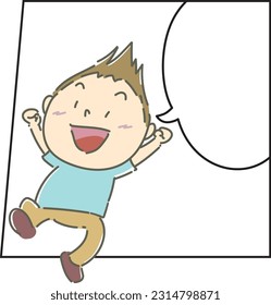 Child with cartoon speech bubble frame