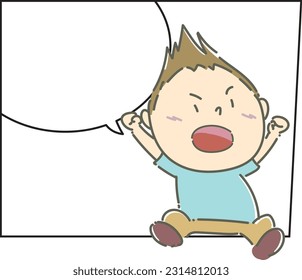 Child with cartoon speech bubble frame