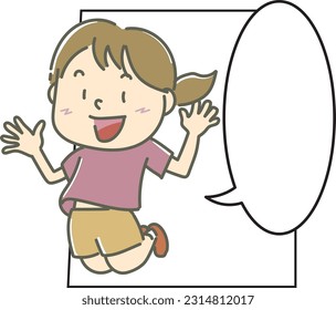 Niño con marco de burbuja de discurso de dibujos animados