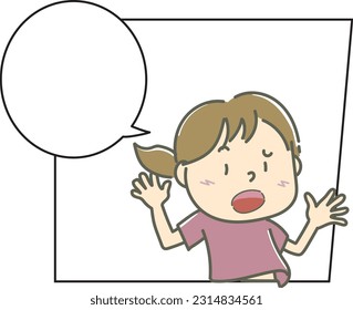Child with cartoon speech bubble frame