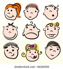 Child cartoon vector design. Doodle face.