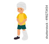 child in a cast. vector illustration