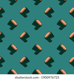 Child chair,seamless pattern on dark green background.
