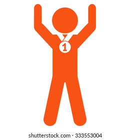 Child Champion vector icon. Style is flat symbol, orange color, rounded angles, white background.