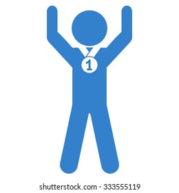 Child Champion vector icon. Style is flat symbol, cobalt color, rounded angles, white background.