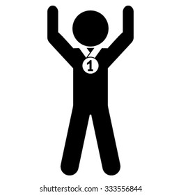 Child Champion vector icon. Style is flat symbol, black color, rounded angles, white background.