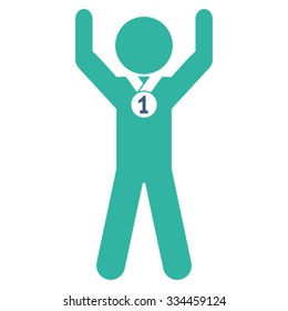 Child Champion vector icon. Style is bicolor flat symbol, cobalt and cyan colors, rounded angles, white background.