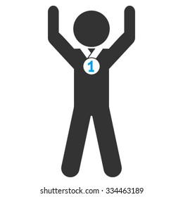 Child Champion vector icon. Style is bicolor flat symbol, blue and gray colors, rounded angles, white background.