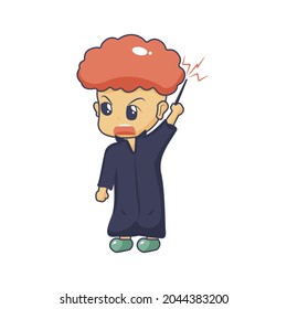 Child character in angry witch costume