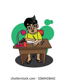 child character illustrations are learning