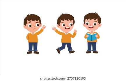 Conjunto de caracteres de niño en diferentes posiciones - archivo de Vector totalmente ilustrado 
