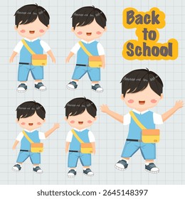 coleção de meninos estudantes de caráter infantil
