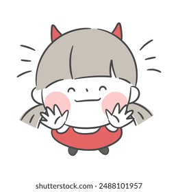 A child cheering while looking up