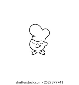 child chef logo with line art design style