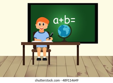 a child in the classroom at school. Education and Science
