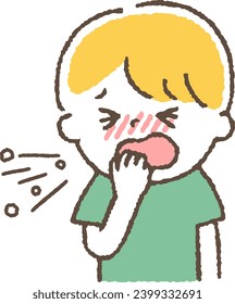 A child with a cold. Symptoms of unwellness such as cough and fever.