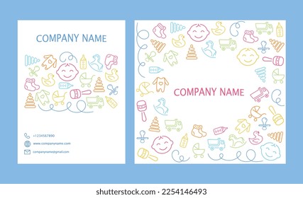 Child colorful banner. Graphic element for website, greeting and invitation postcard design. Drawing with colored pencils, silhouettes of boys and girls concept. Cartoon flat vector illustration