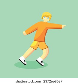 Child in Colorful Clothes Running Vector