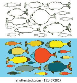 child coloring shapes color the fish