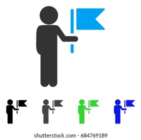 Child Commander flat vector illustration. Colored child commander gray, black, blue, green icon versions. Flat icon style for web design.