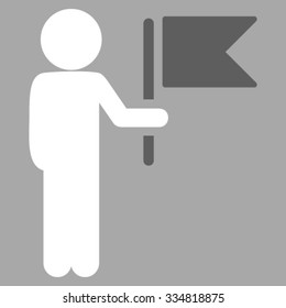 Child Commander vector icon. Style is bicolor flat symbol, dark gray and white colors, rounded angles, silver background.
