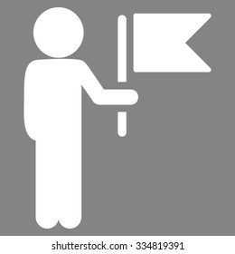 Child Commander vector icon. Style is flat symbol, white color, rounded angles, gray background.