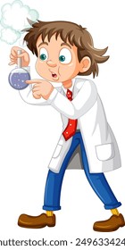 Child conducting a science experiment with beaker