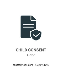 Child consent glyph icon vector on white background. Flat vector child consent icon symbol sign from modern gdpr collection for mobile concept and web apps design.