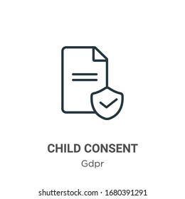 Child consent outline vector icon. Thin line black child consent icon, flat vector simple element illustration from editable gdpr concept isolated stroke on white background