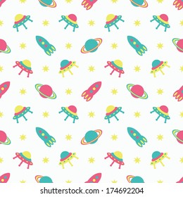 child cosmos seamless background, vector illustration