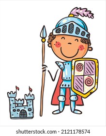 Kind in Kostümen von Märchencharakter wie Ritter, Cartoon Clip Art