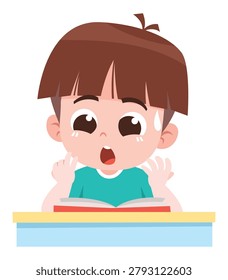 Child Counting on Fingers While Learning Math Educational Cartoon Illustration