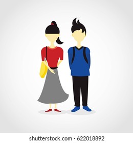 Child Couple Character Design Vector