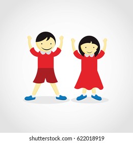Child Couple Character Design Vector