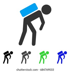 Child Courier flat vector pictograph. Colored child courier gray, black, blue, green pictogram versions. Flat icon style for web design.