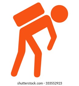 Child Courier vector icon. Style is flat symbol, orange color, rounded angles, white background.