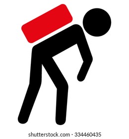 Child Courier vector icon. Style is bicolor flat symbol, intensive red and black colors, rounded angles, white background.