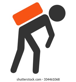 Child Courier vector icon. Style is bicolor flat symbol, orange and gray colors, rounded angles, white background.