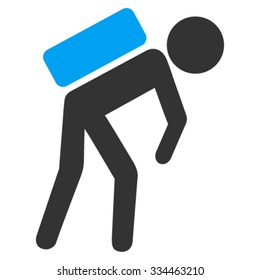 Child Courier vector icon. Style is bicolor flat symbol, blue and gray colors, rounded angles, white background.
