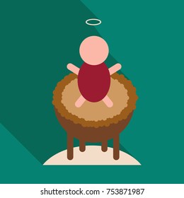 Child in cradle . boy baptism