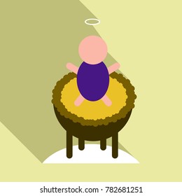 Child in cradle . boy baptism