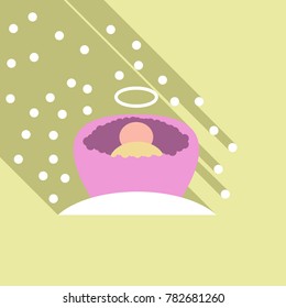 Child in cradle . boy baptism