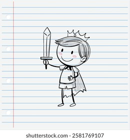 A child with a crown and sword