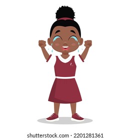 The child is crying, the girl is in tears. Sheds tears. Vector illustration