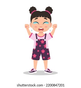 The child is crying, the girl is in tears. Vector illustration