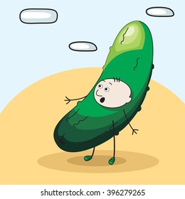 child cucumber surprise vector