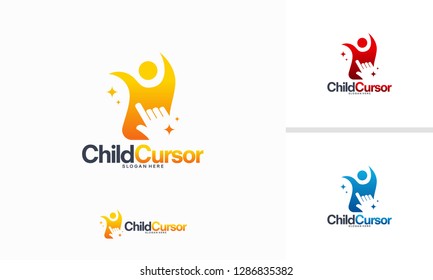 Child Cursor logo designs concept vector, Online Kids logo template symbol